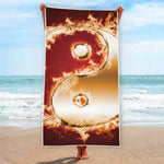 Flaming Yin Yang Print Beach Towel