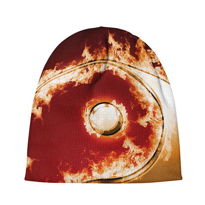 Flaming Yin Yang Print Beanie