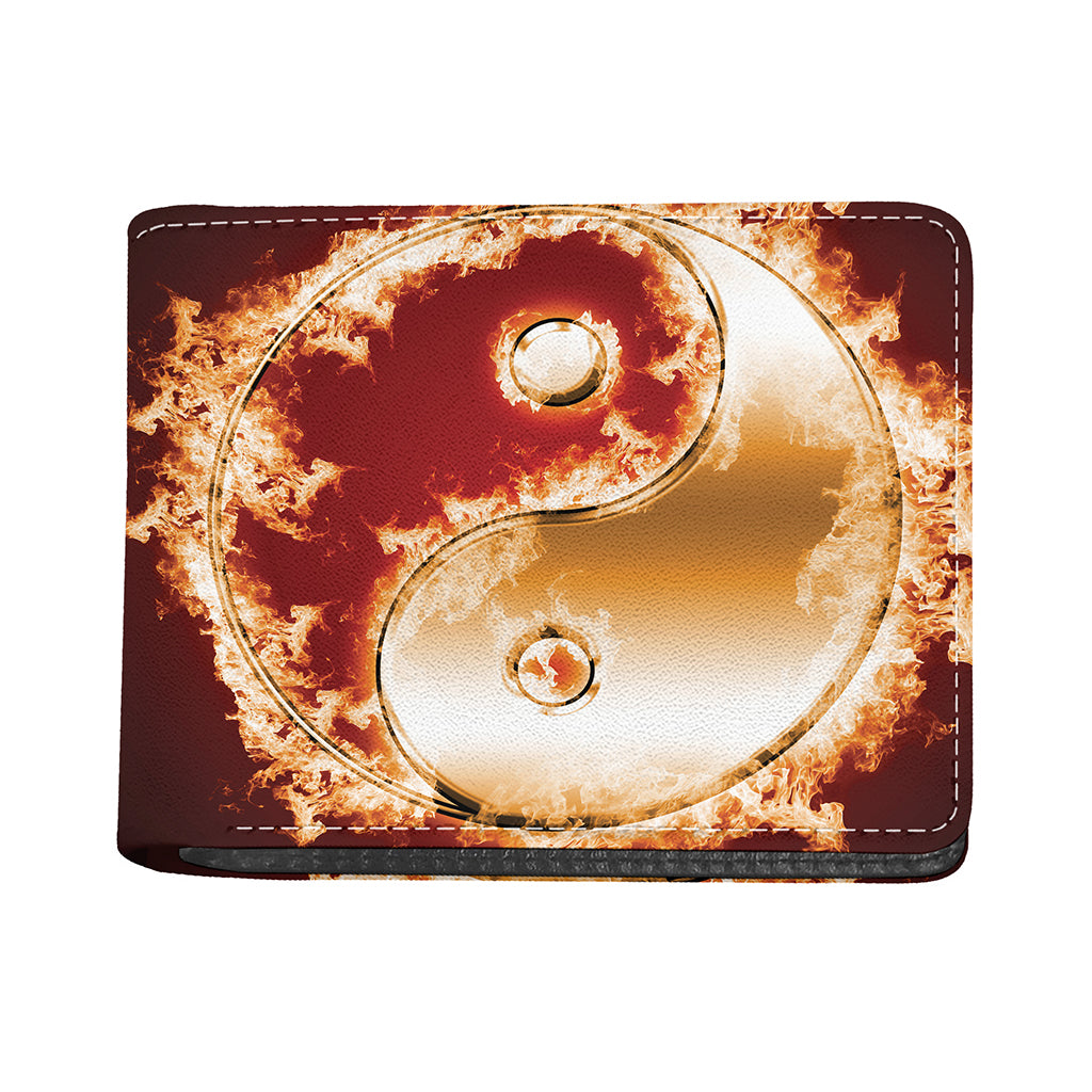Flaming Yin Yang Print Bifold Wallet