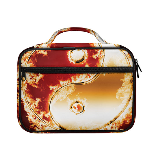 Flaming Yin Yang Print Briefcase Bible Bag