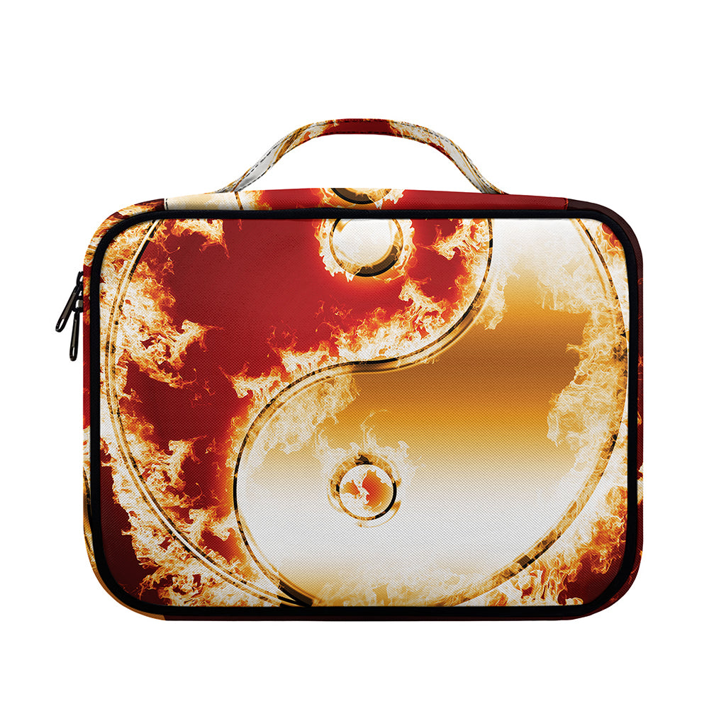 Flaming Yin Yang Print Briefcase Bible Bag