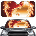 Flaming Yin Yang Print Car Windshield Sun Shade