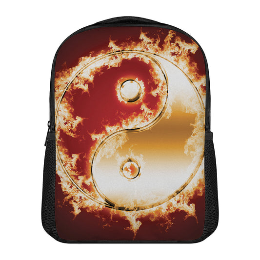Flaming Yin Yang Print Casual Backpack