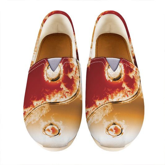 Flaming Yin Yang Print Casual Shoes