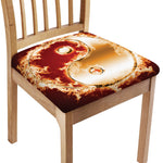 Flaming Yin Yang Print Chair Cushion Cover