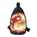 Flaming Yin Yang Print Sling Bag