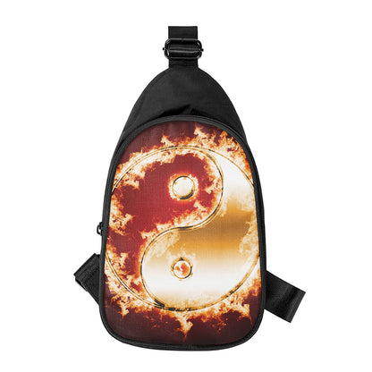 Flaming Yin Yang Print Chest Bag