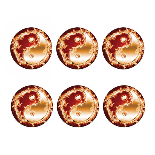 Flaming Yin Yang Print Coaster Set