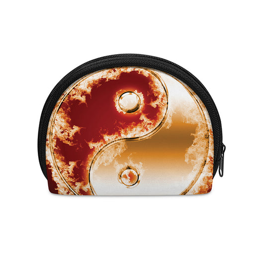 Flaming Yin Yang Print Coin Purse