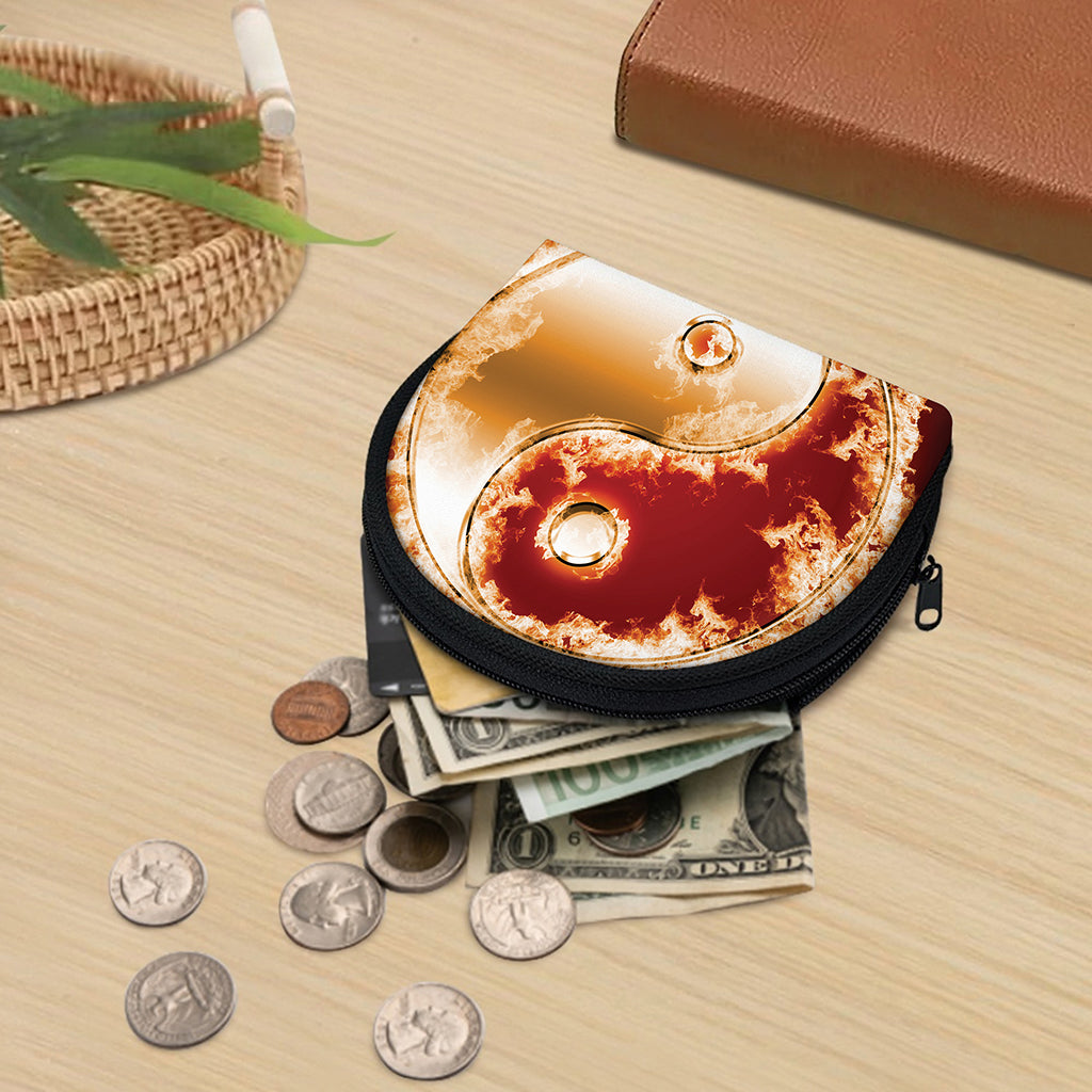 Flaming Yin Yang Print Coin Purse