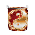 Flaming Yin Yang Print Collapsible Laundry Basket