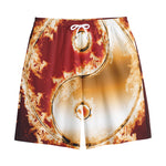 Flaming Yin Yang Print Cotton Shorts