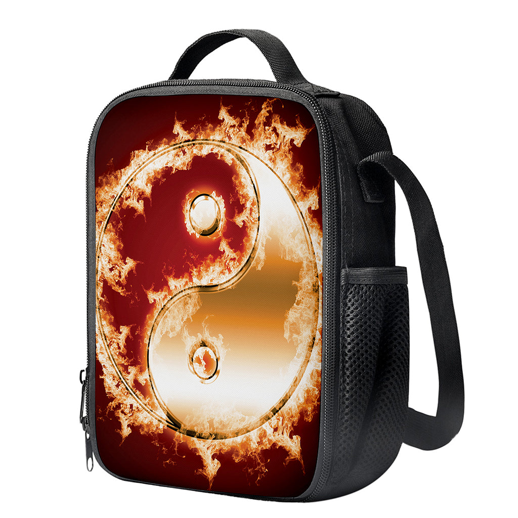 Flaming Yin Yang Print Crossbody Lunch Bag