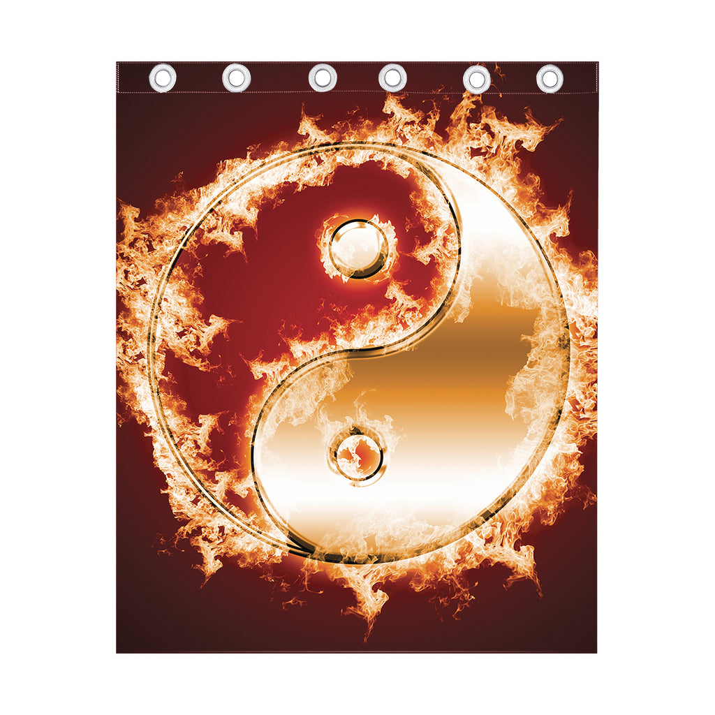 Flaming Yin Yang Print Curtain
