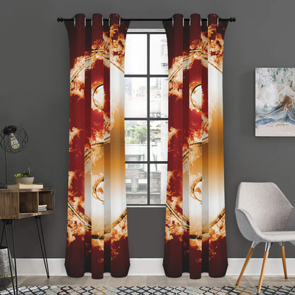 Flaming Yin Yang Print Curtain