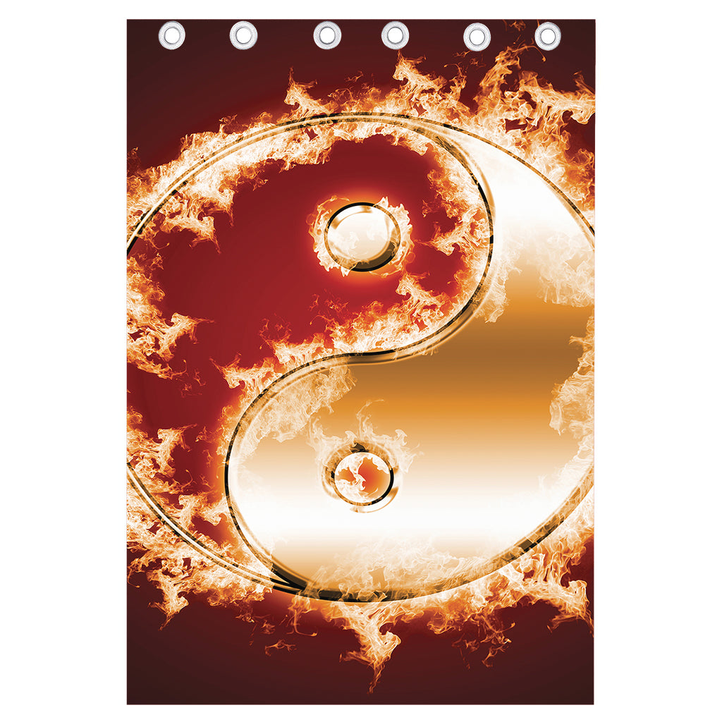 Flaming Yin Yang Print Curtain