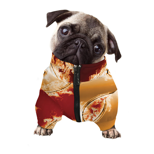 Flaming Yin Yang Print Dog Zip Up Jacket