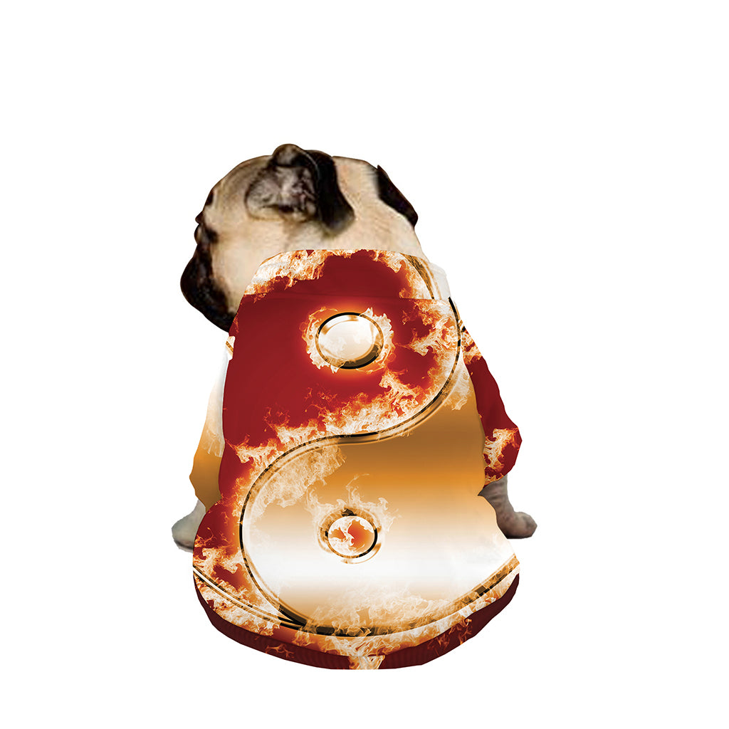 Flaming Yin Yang Print Dog Zip Up Jacket