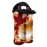 Flaming Yin Yang Print Double Neoprene Wine Tote