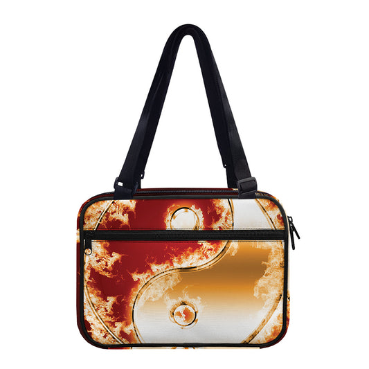 Flaming Yin Yang Print Double Strap Bible Bag