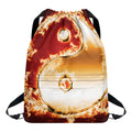 Flaming Yin Yang Print Drawstring Backpack