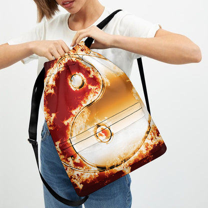 Flaming Yin Yang Print Drawstring Backpack