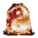 Flaming Yin Yang Print Drawstring Bag