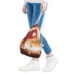 Flaming Yin Yang Print Drawstring Bag