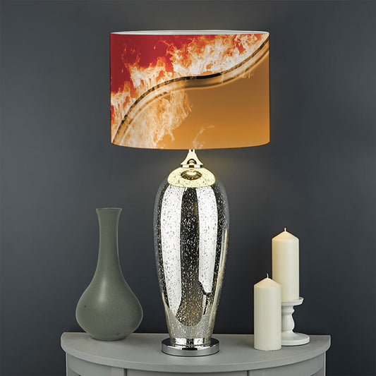 Flaming Yin Yang Print Drum Lamp Shade