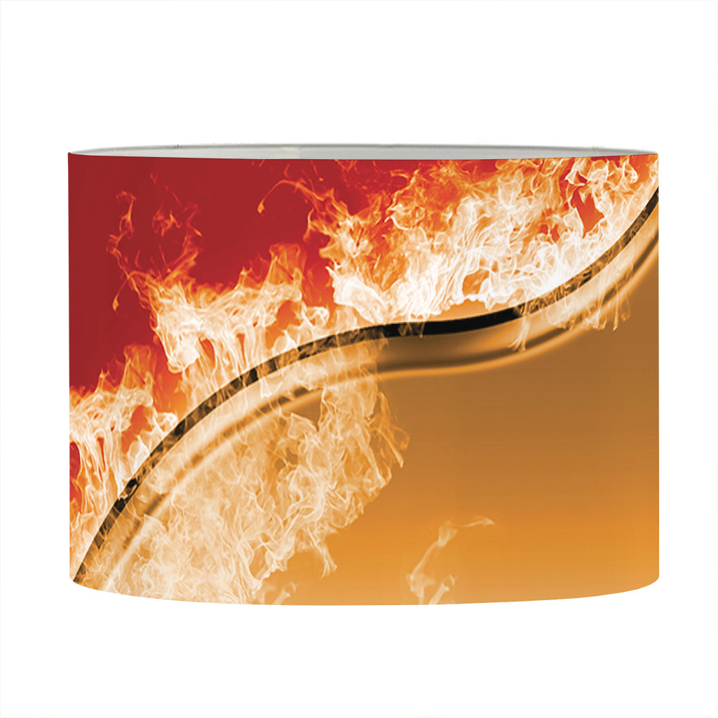 Flaming Yin Yang Print Drum Lamp Shade