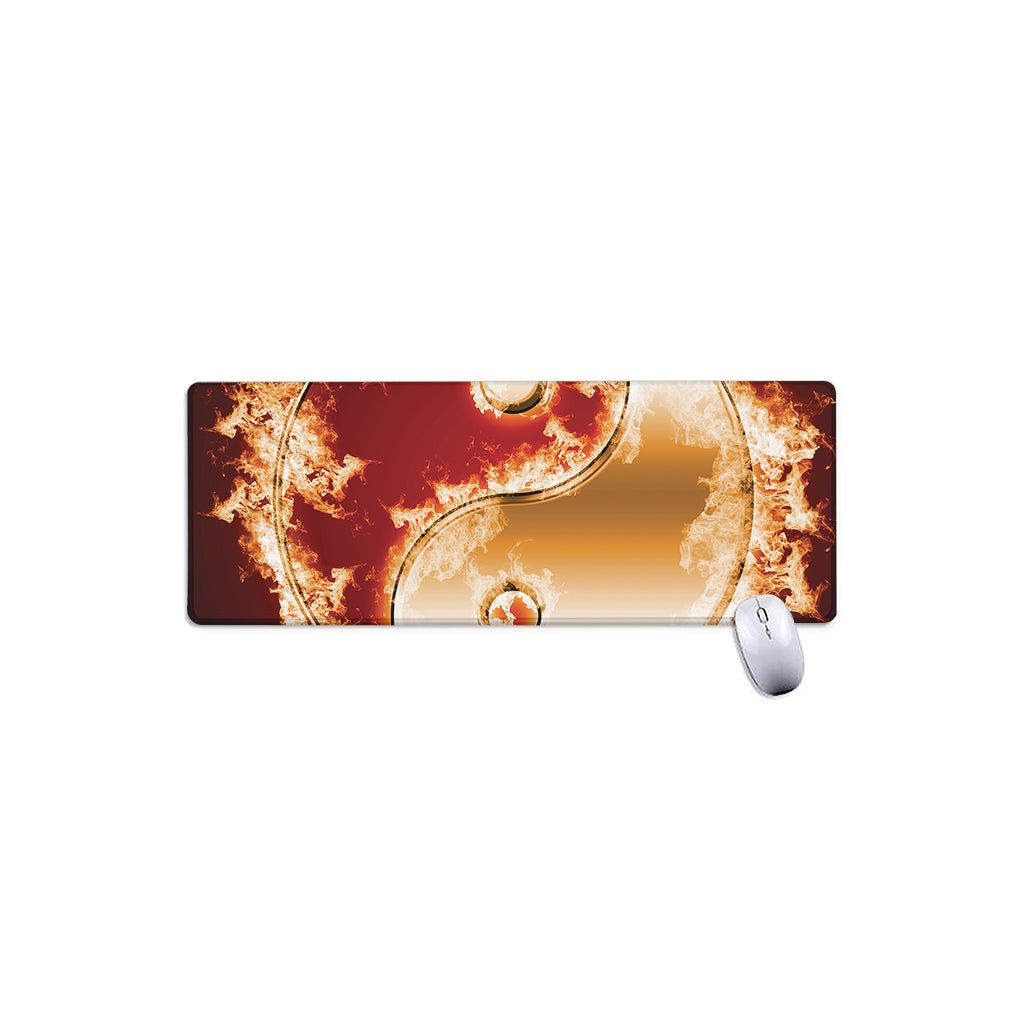 Flaming Yin Yang Print Extended Mouse Pad