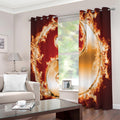 Flaming Yin Yang Print Extra Wide Grommet Curtains
