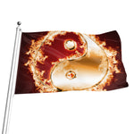 Flaming Yin Yang Print Flag