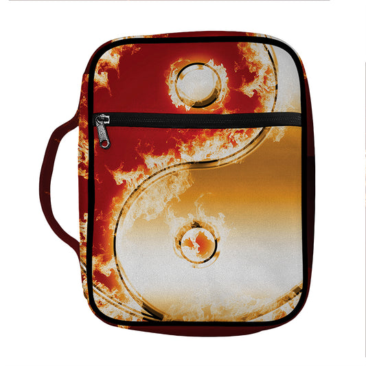 Flaming Yin Yang Print Front Pocket Bible Bag