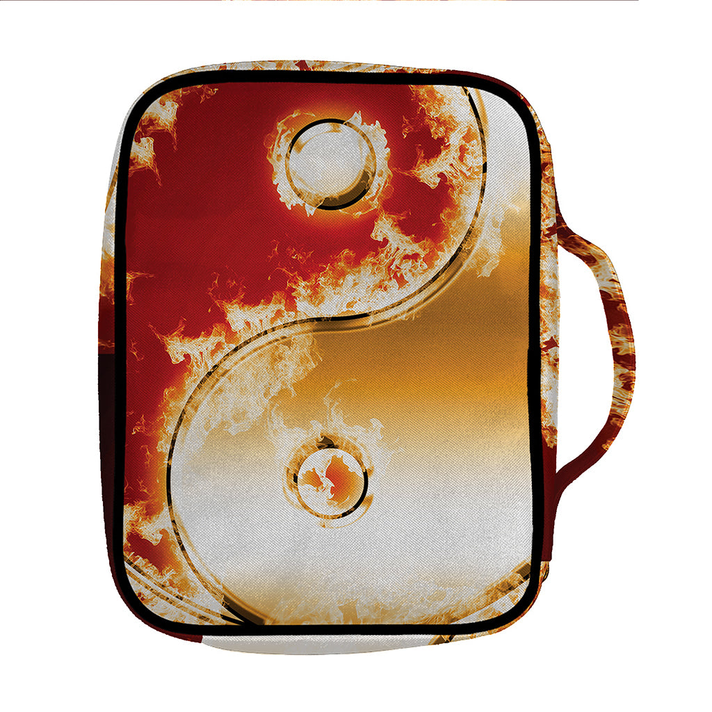 Flaming Yin Yang Print Front Pocket Bible Bag