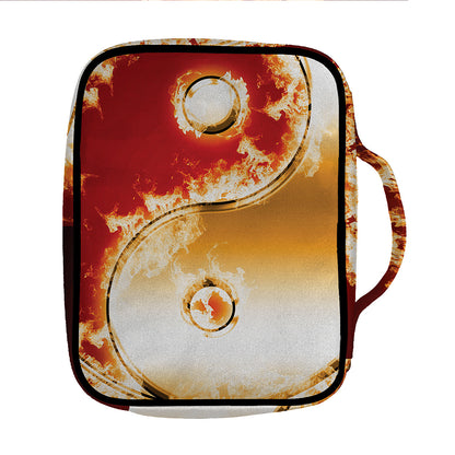 Flaming Yin Yang Print Front Pocket Bible Bag