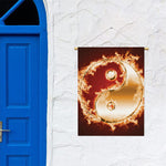 Flaming Yin Yang Print Garden Flag