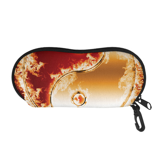 Flaming Yin Yang Print Glasses Case