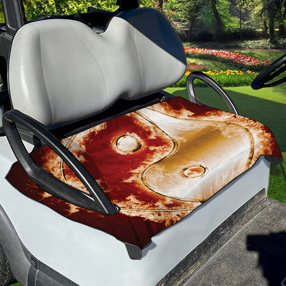 Flaming Yin Yang Print Golf Cart Seat Cover