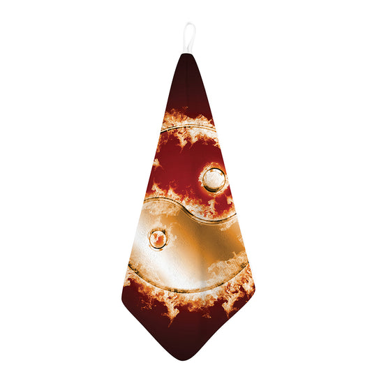 Flaming Yin Yang Print Hand Towel
