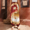 Flaming Yin Yang Print Harem Pants