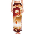 Flaming Yin Yang Print High Slit Maxi Skirt