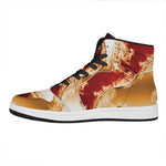 Flaming Yin Yang Print High Top Leather Sneakers