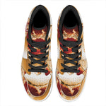 Flaming Yin Yang Print High Top Leather Sneakers