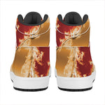 Flaming Yin Yang Print High Top Leather Sneakers