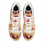 Flaming Yin Yang Print High Top Leather Sneakers