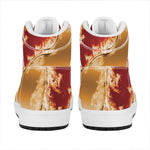 Flaming Yin Yang Print High Top Leather Sneakers
