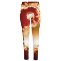 Flaming Yin Yang Print High-Waisted Pocket Leggings