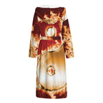 Flaming Yin Yang Print Hooded Bathrobe