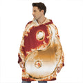 Flaming Yin Yang Print Hoodie Blanket